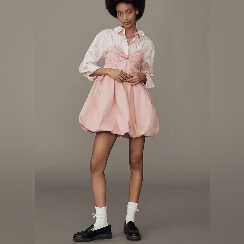 ANTHROPOLOGIE Mare Mare Layered Twofer Bubble Mini Shirt Dress Size XS - Picture 3 of 11